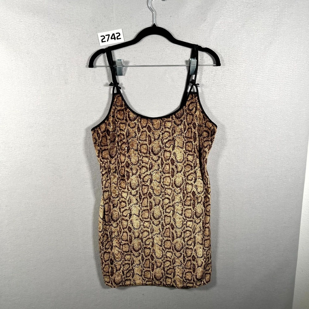 Vintage California Dynasty Mini Slip Dress Womens Medium Multicolor Snake Skin